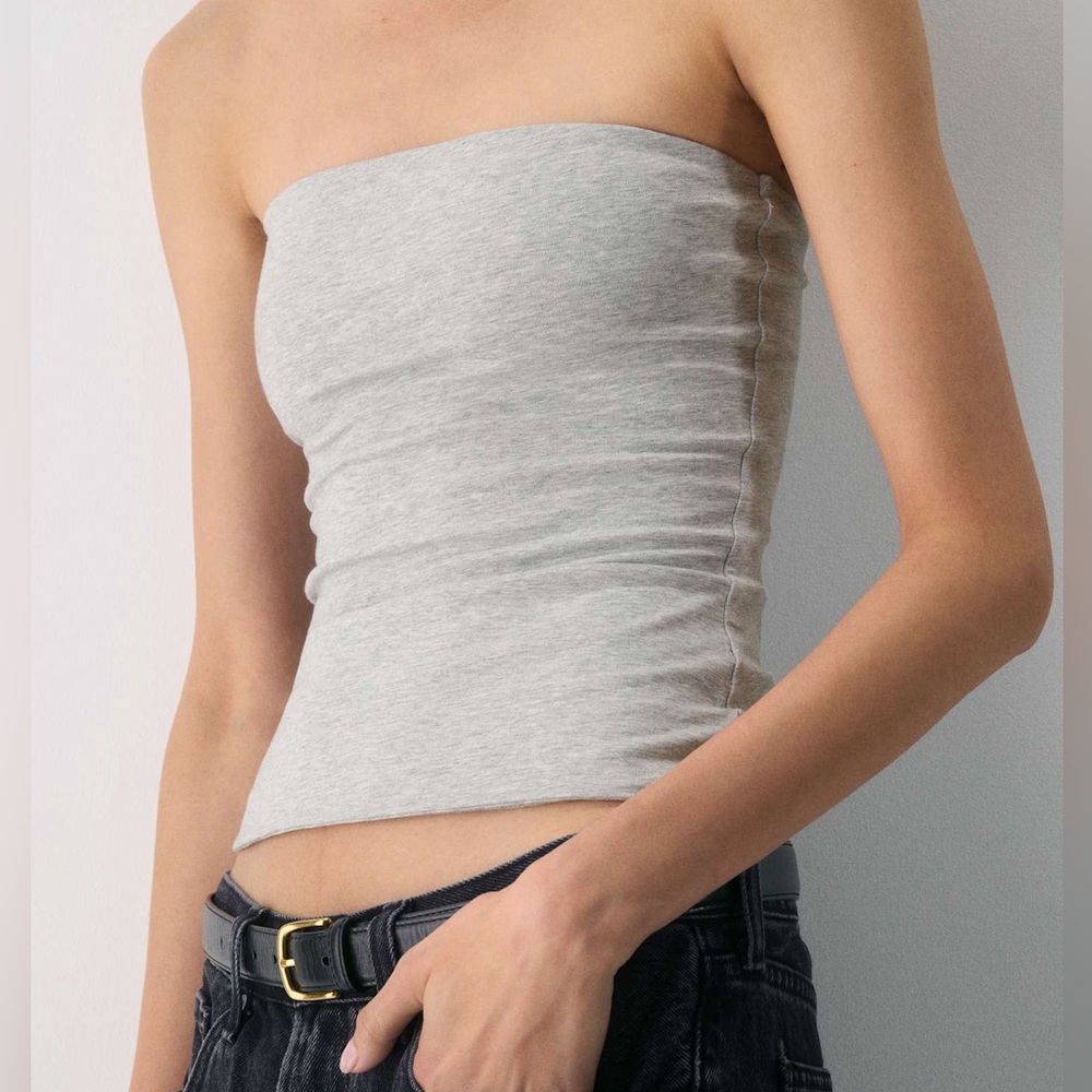 Aritzia Tina Chill Grey Casual Contour Hi-Hip Tube Top In Heather Chrome Size L